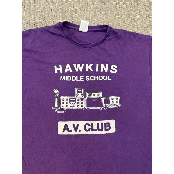 Delta Other - Stranger Things T Shirt‎ Hawkins Middle School A.V. Club Purple Size Xtra Large